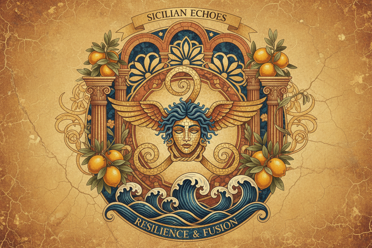 Ancient Sicilian landscape and heritage imagery, cover image for Sicily Forgives but Never Forgets — how invasions built an unbreakable island legacy
