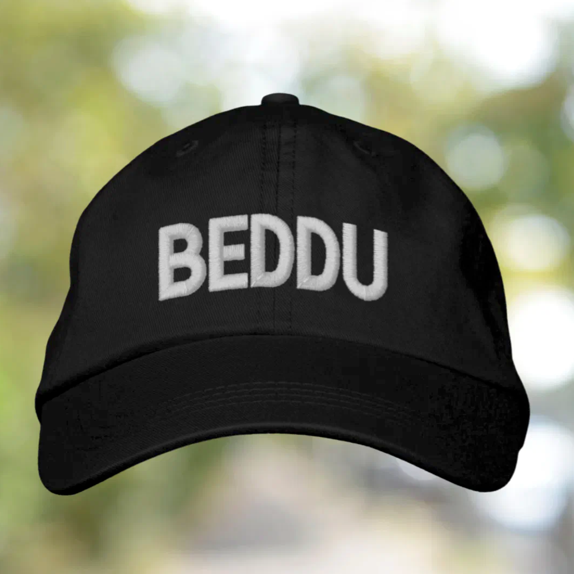 Black cap with 'Beddu' (Handsome) embroidered text. Sicilian heritage accessory, gift for him, casual headwear, Sicilian dialect gift, birthday gift, Christmas gift, Father's Day gift, and stylish cap for Sicilian pride.