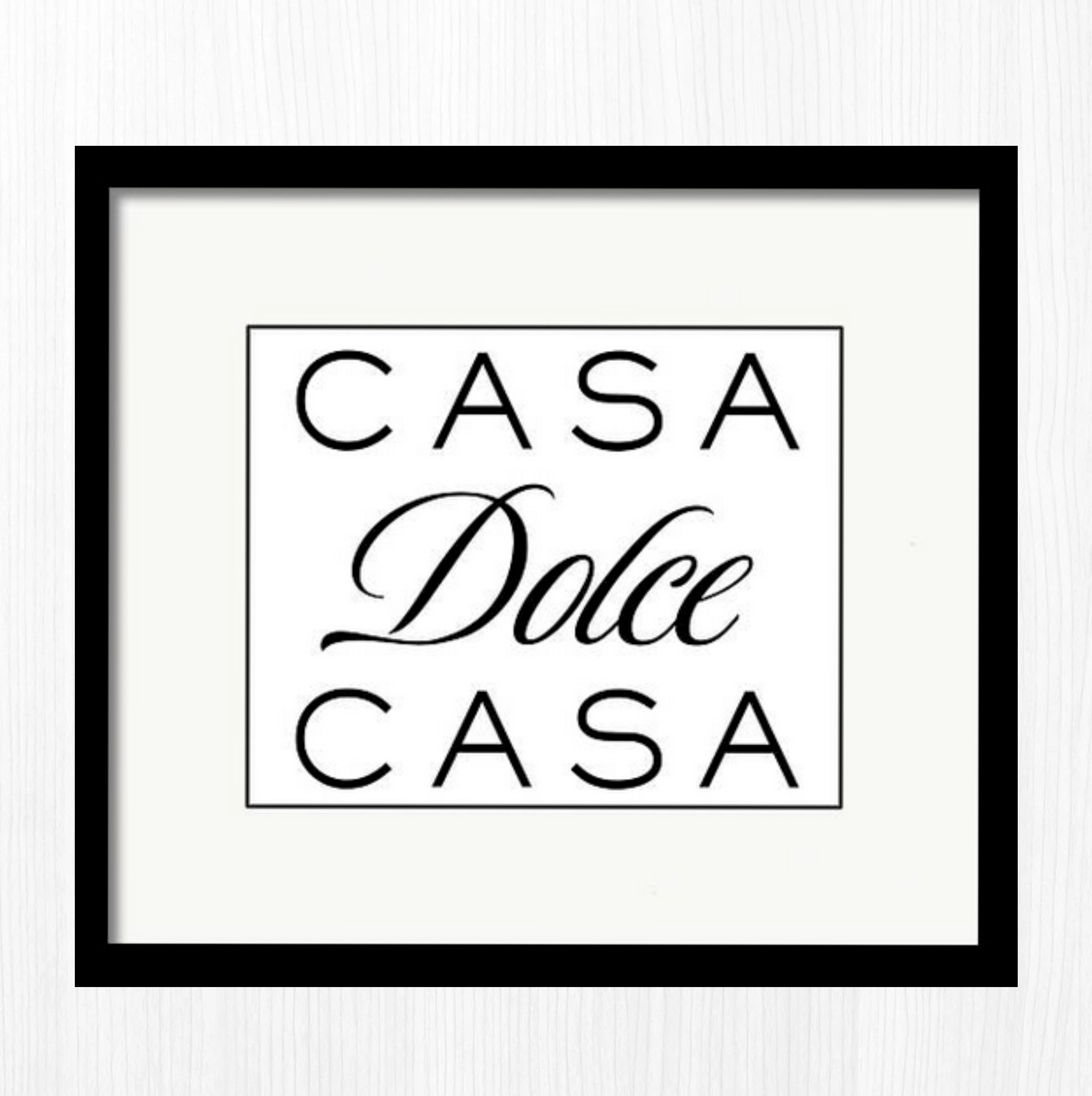 Minimalist Typography Italian Wall Art "Casa Dolce Casa" (Home Sweet Home) for housewarming gift.