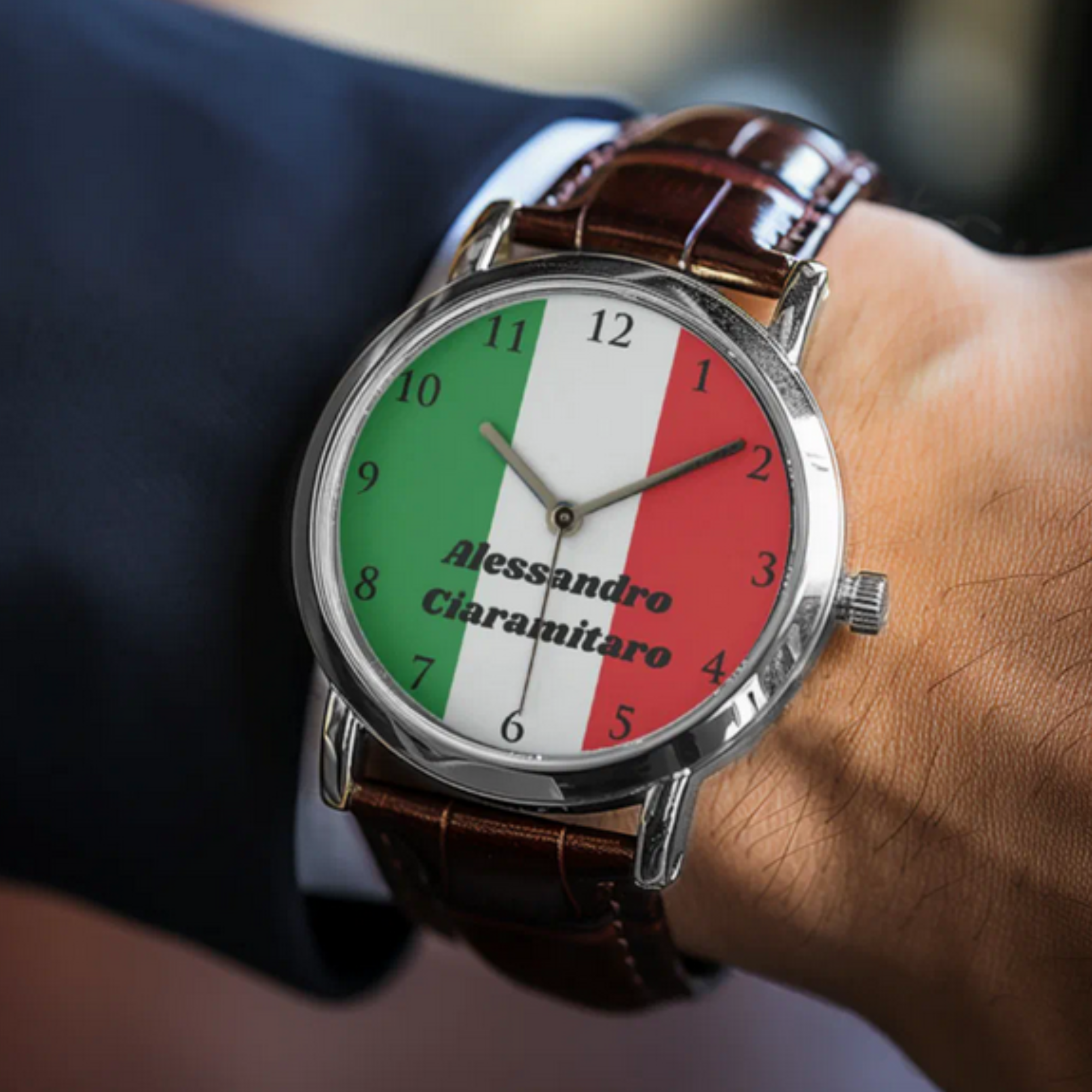 Men's personalized watch with flag of Italy, can choose watch style. Italian heritage gift, Italy pride watch, personalized Italian gift, gift for Italian man, Italian American gift, gift for Italian family, Italy jewelry.