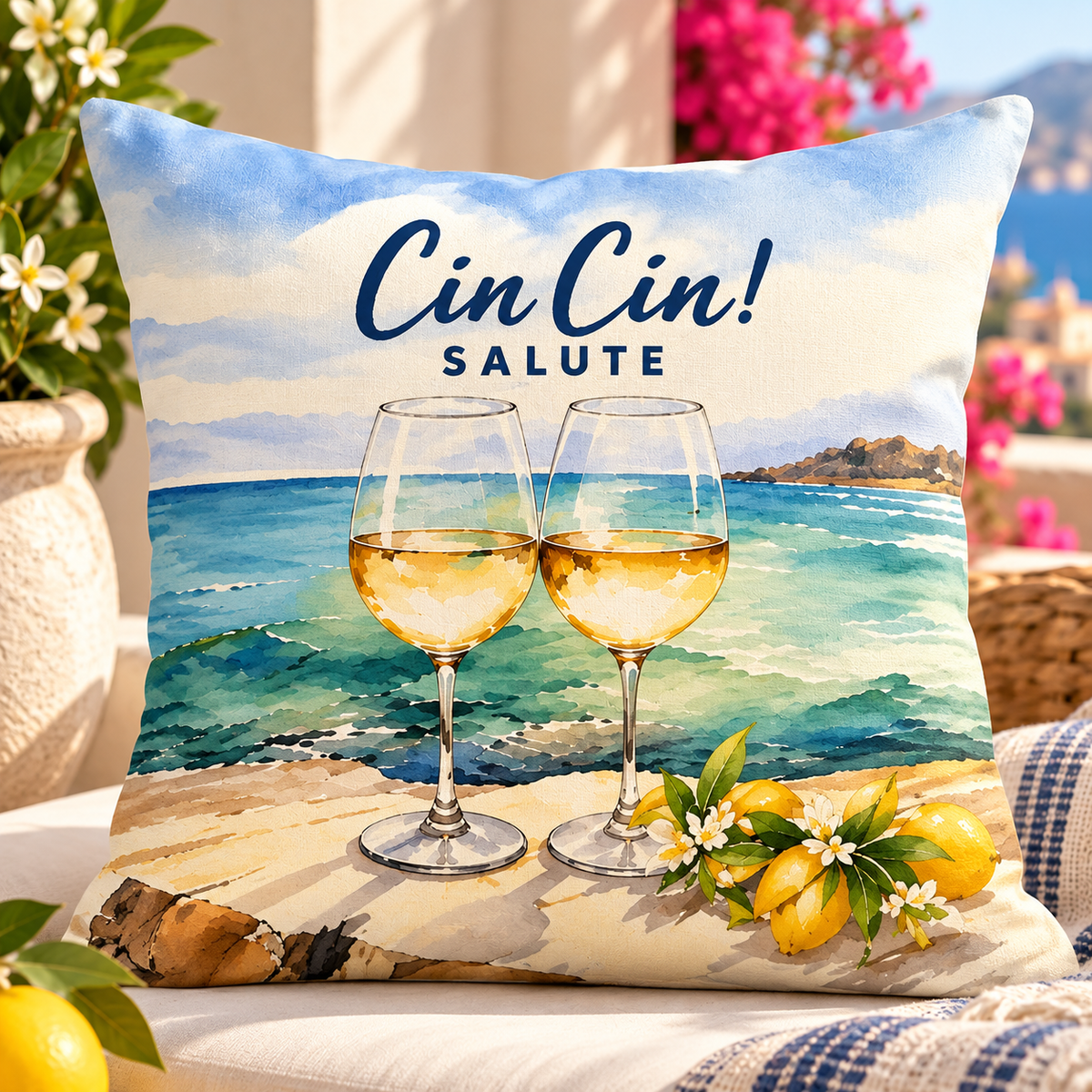 Cin Cin! Salute Wall Art | Italian Coastal Watercolor Decor