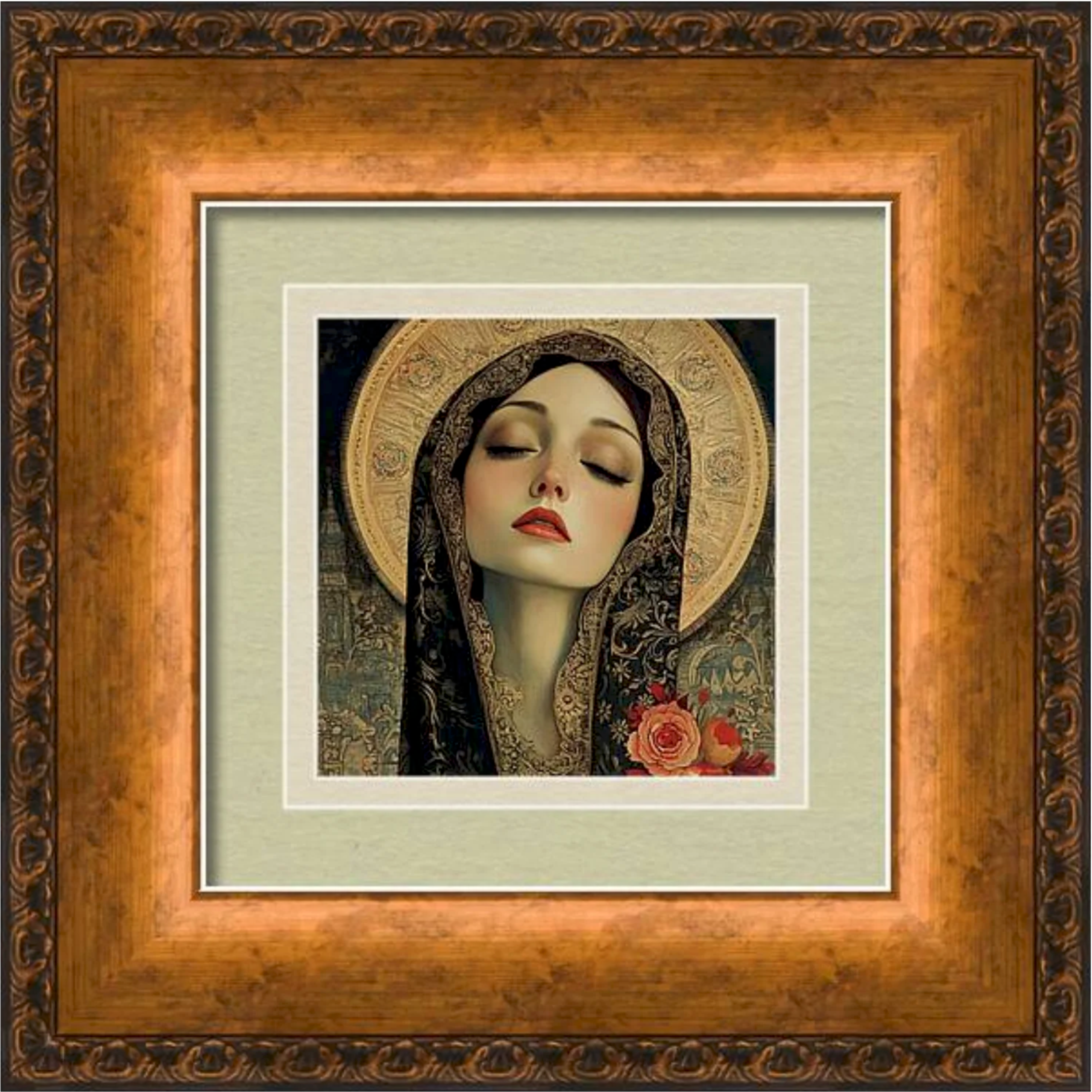 Mother Mary Modern Wall Art religious icon housewarming gift, gift for her, gift for him, Mother's Day gift, wedding gift, bridal shower gift, gift for mom, gift for grandmother. Catholic Orthodox Mary icon with modern feel.