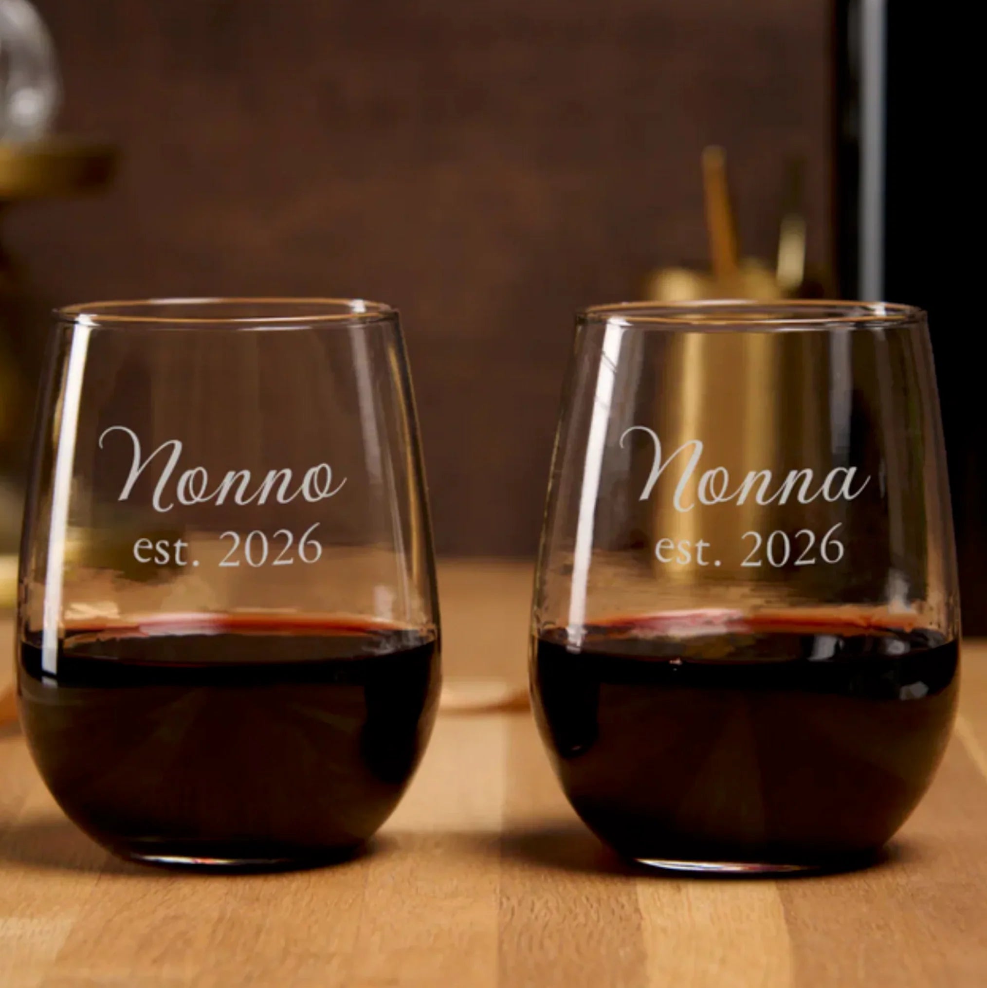 Italian anniversary gift for Nonno and Nonna; Etched glasses with est date