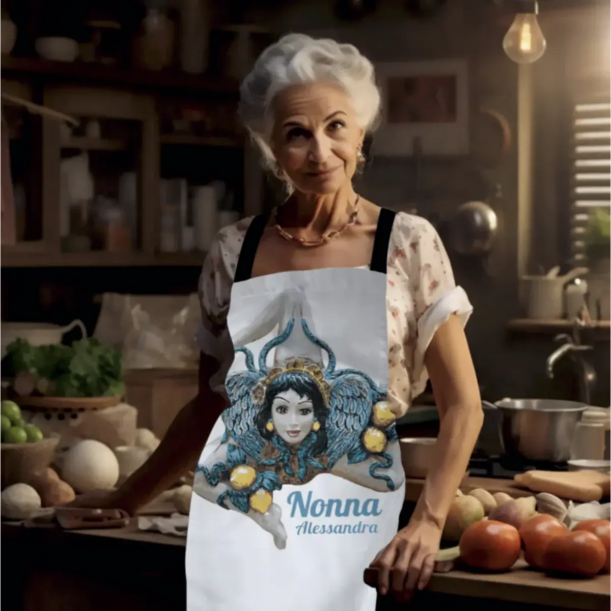 Personalized Nonna Sicily Trinacria Apron heritage gift for grandmother, gift for Nonna, Christmas gift, Mother's Day gift, borthday gift.