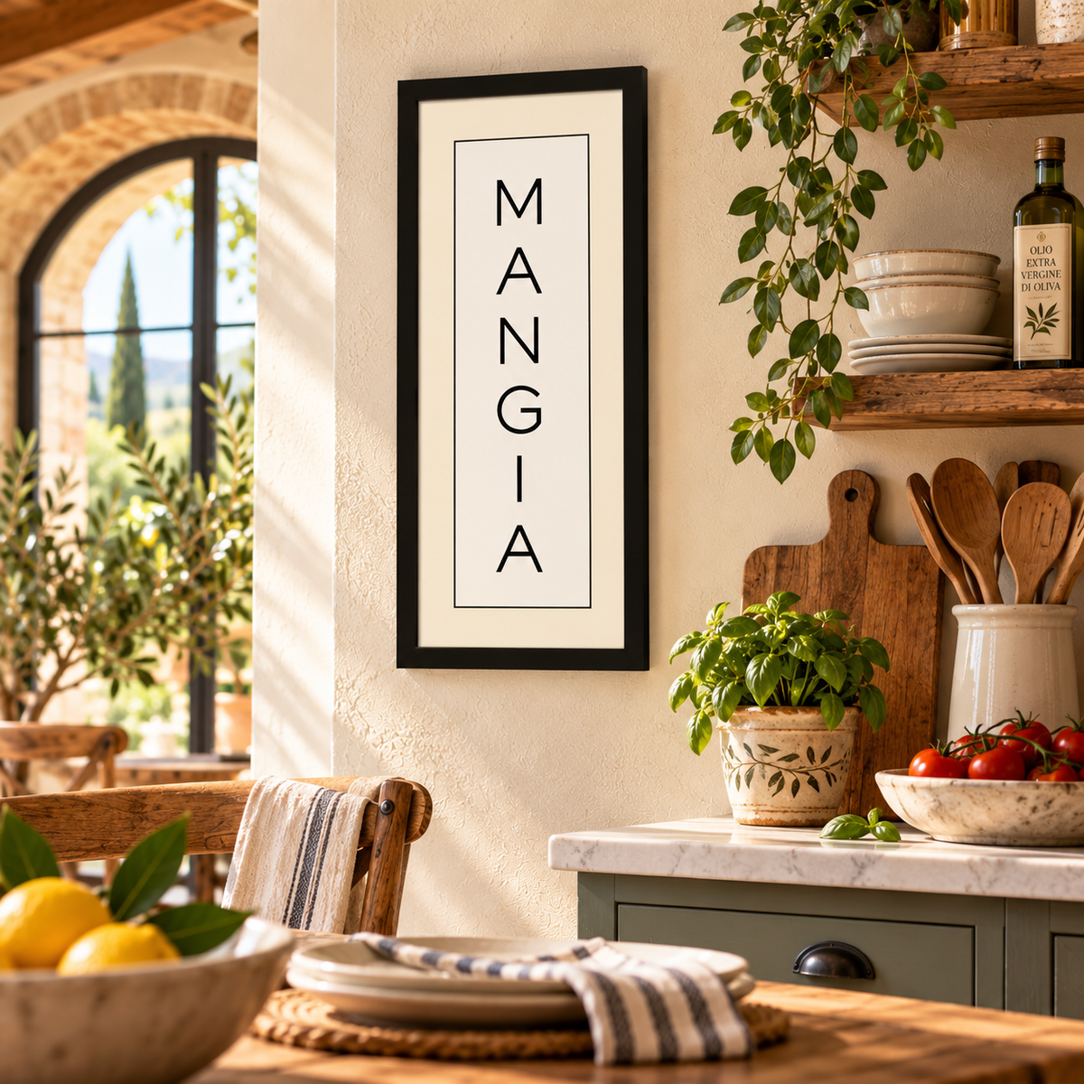 Famiglia, Mangia, Insieme Wall Art Collection | Italian Typography Gift Art