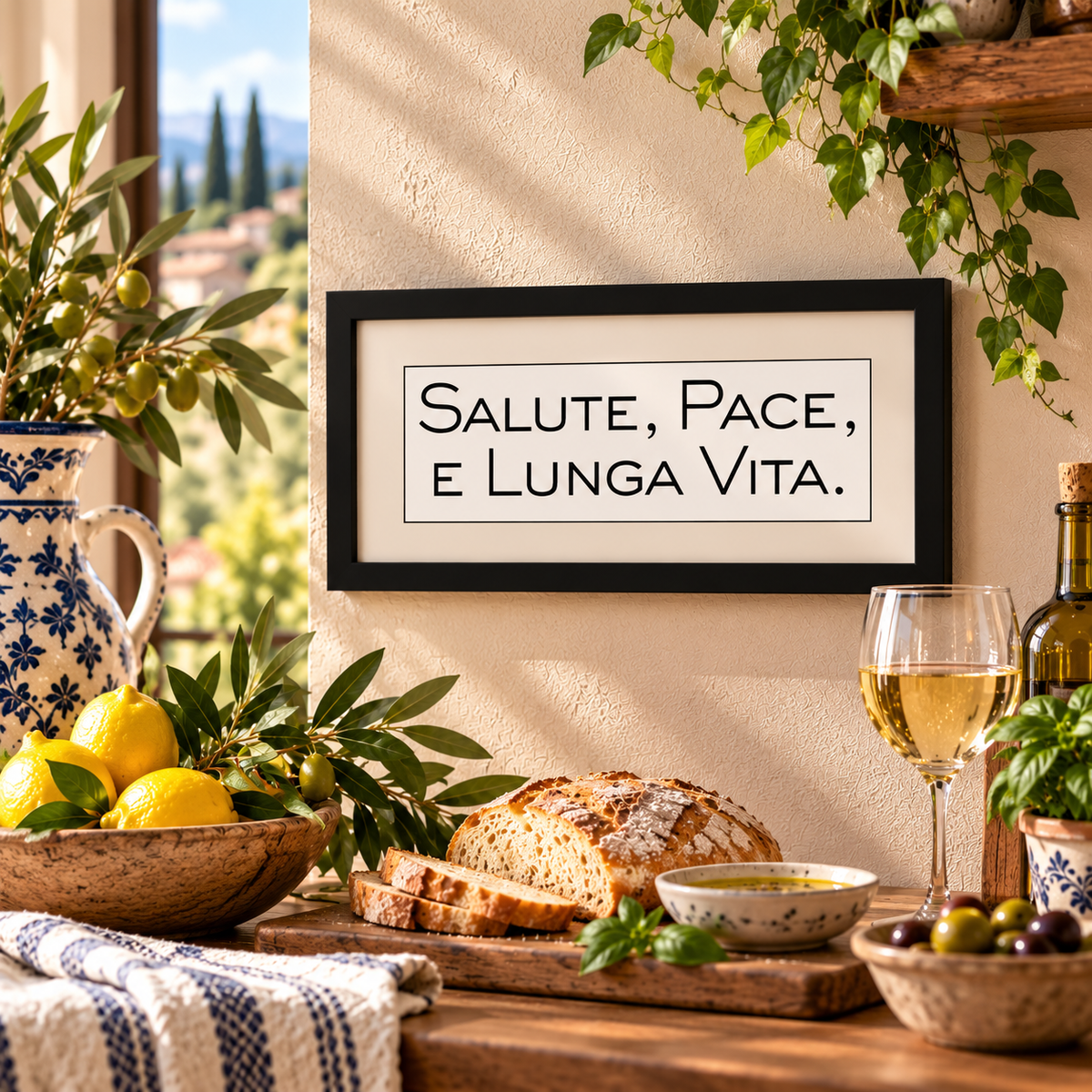 Italian Typography Wall Art Collection | Mangia Bevi Ama & La Famiglia