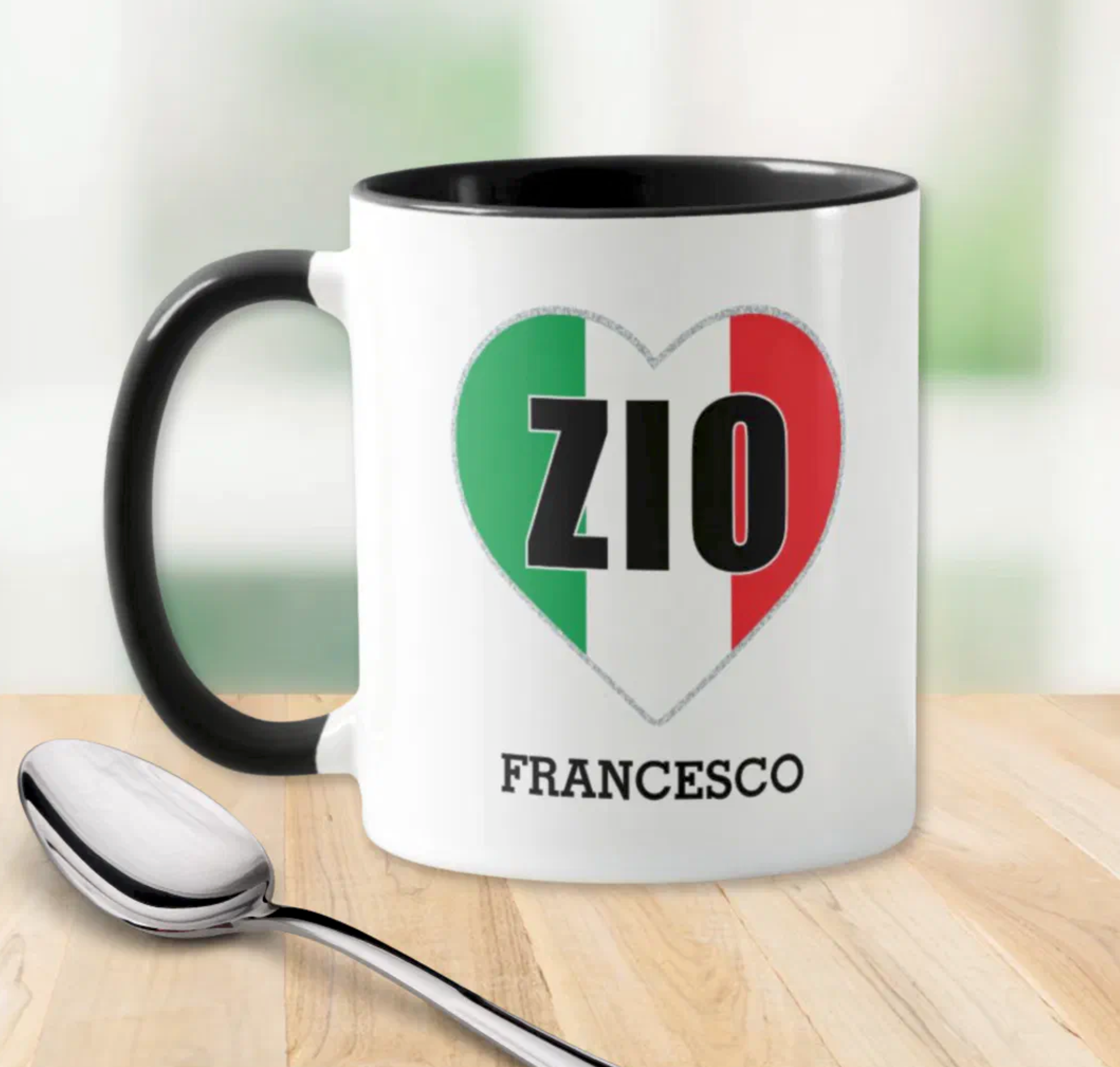 Personalized Zio Italian Flag Heart Mug heritage gift for uncle, gift for him, Christmas gift for zio, birthday gift for uncle, birthday gift for zio, Father's day gift.