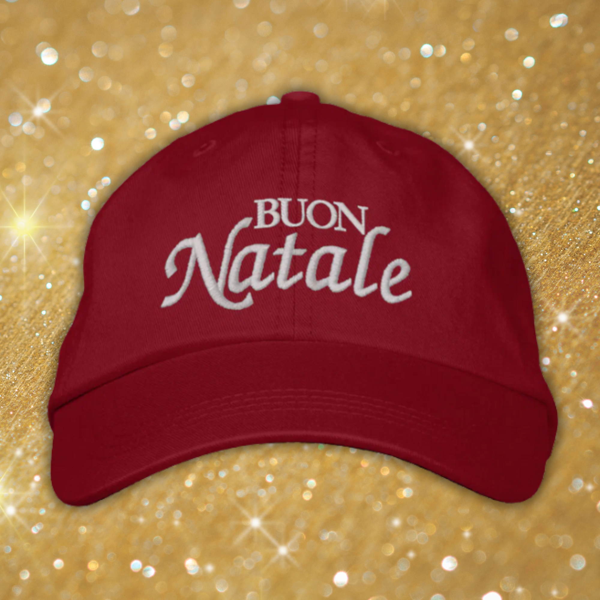Red baseball cap with Buon Natale embroidered in white, Italian Merry Christmas hat, Italian holiday gift for him or her, Christmas gift, Italian heritage winter apparel, festive Italian accessory