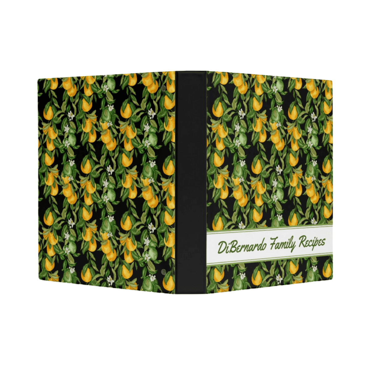 Family Recipes Binder - Italian Lemons on Chic Black