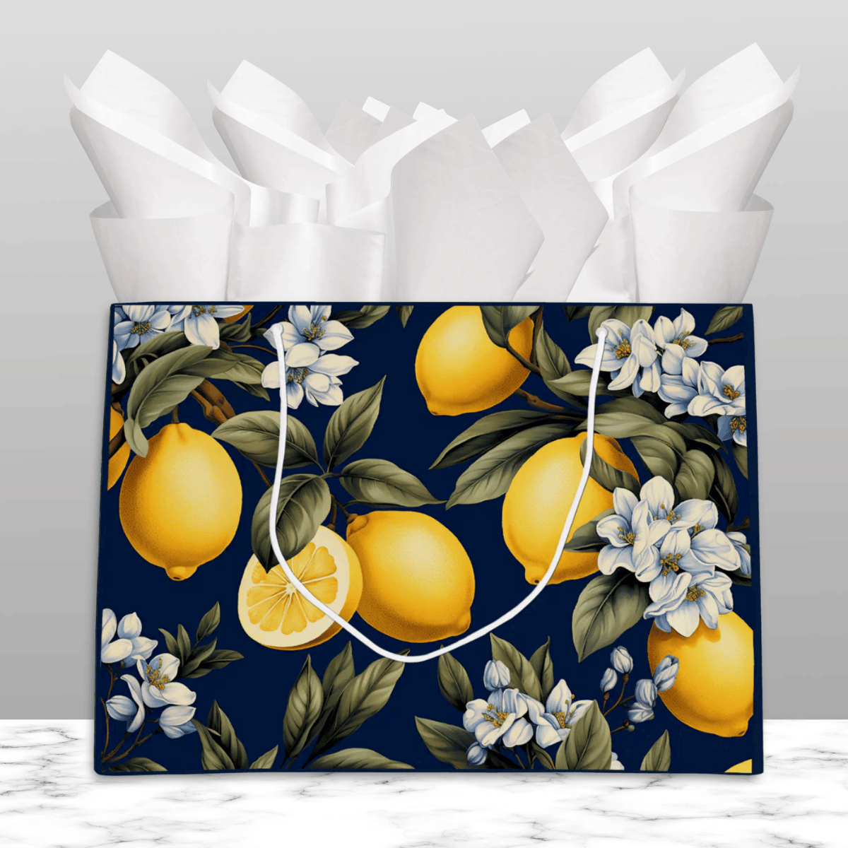 Mediterranean Lemons Navy Gift Bag