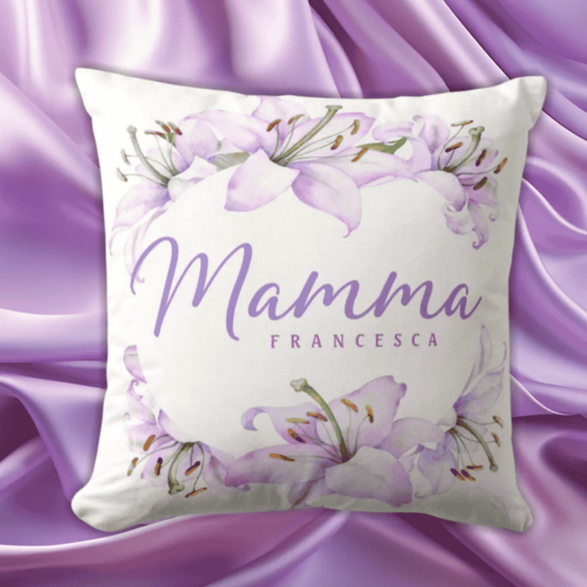 Mamma Lilies - Personalized Mother Gift Throw Pillow