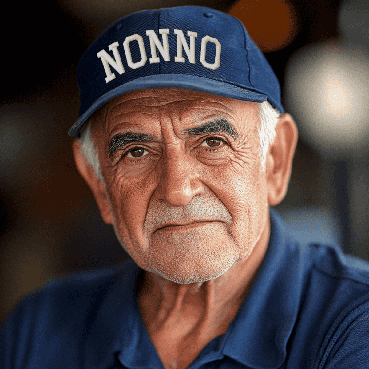Nonno athletic arched embroidered text on navy baseball cap for Italian grandfather gift