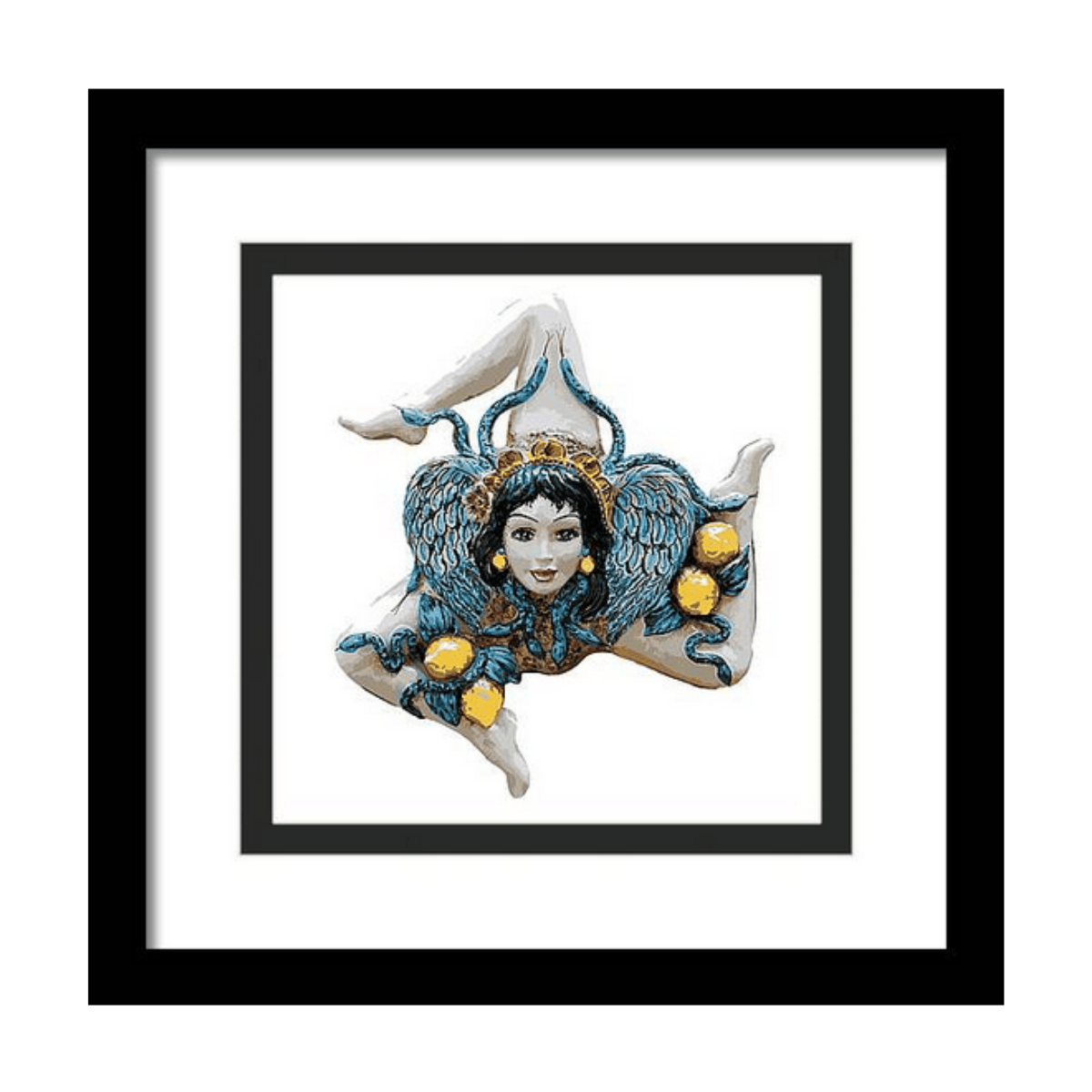 Trinacria Wall Art – Sicilian Symbol with Medusa, Lemons, and Vibrant Italian Heritage Design