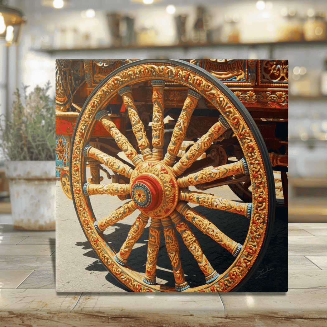 Sicilian Carretto Wheel Ceramic Tile