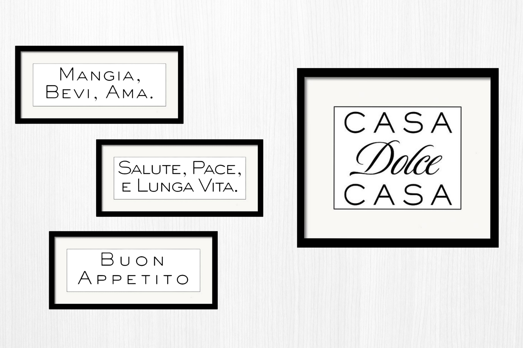 Minimalist typography Italian phrases art