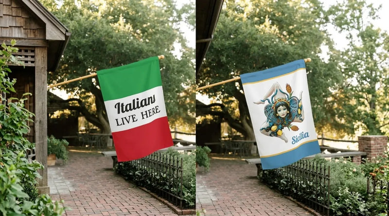 Italian & Sicilian House Flags | Personalized Family Heritage Flags