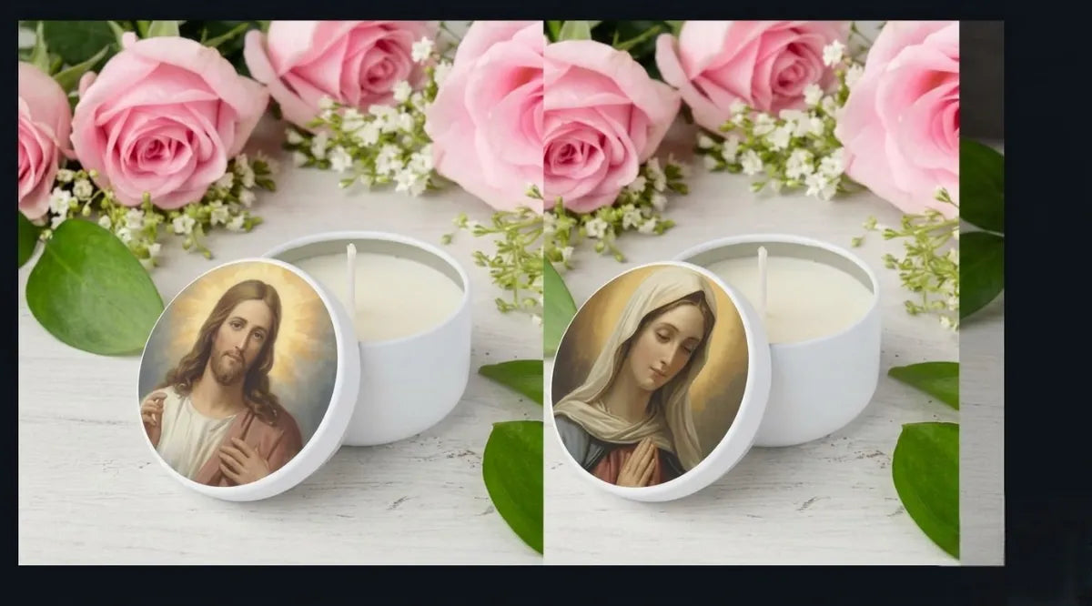 religious favor candles jesus mary dove angel