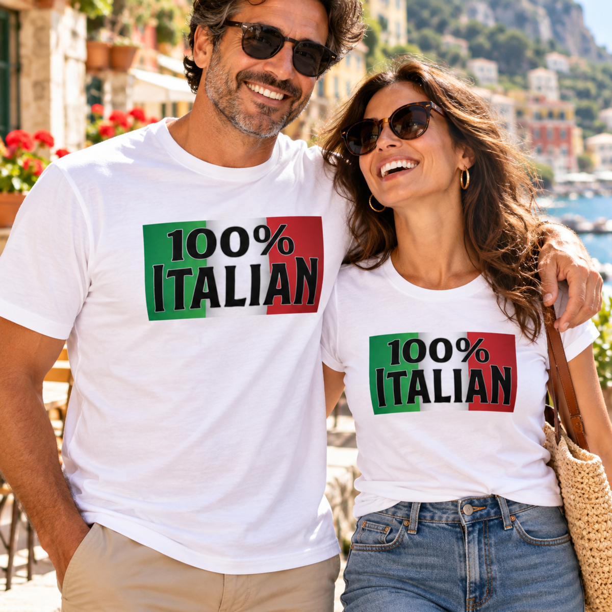 100% Italian T-Shirt with Italian Flag Design for Men and Women