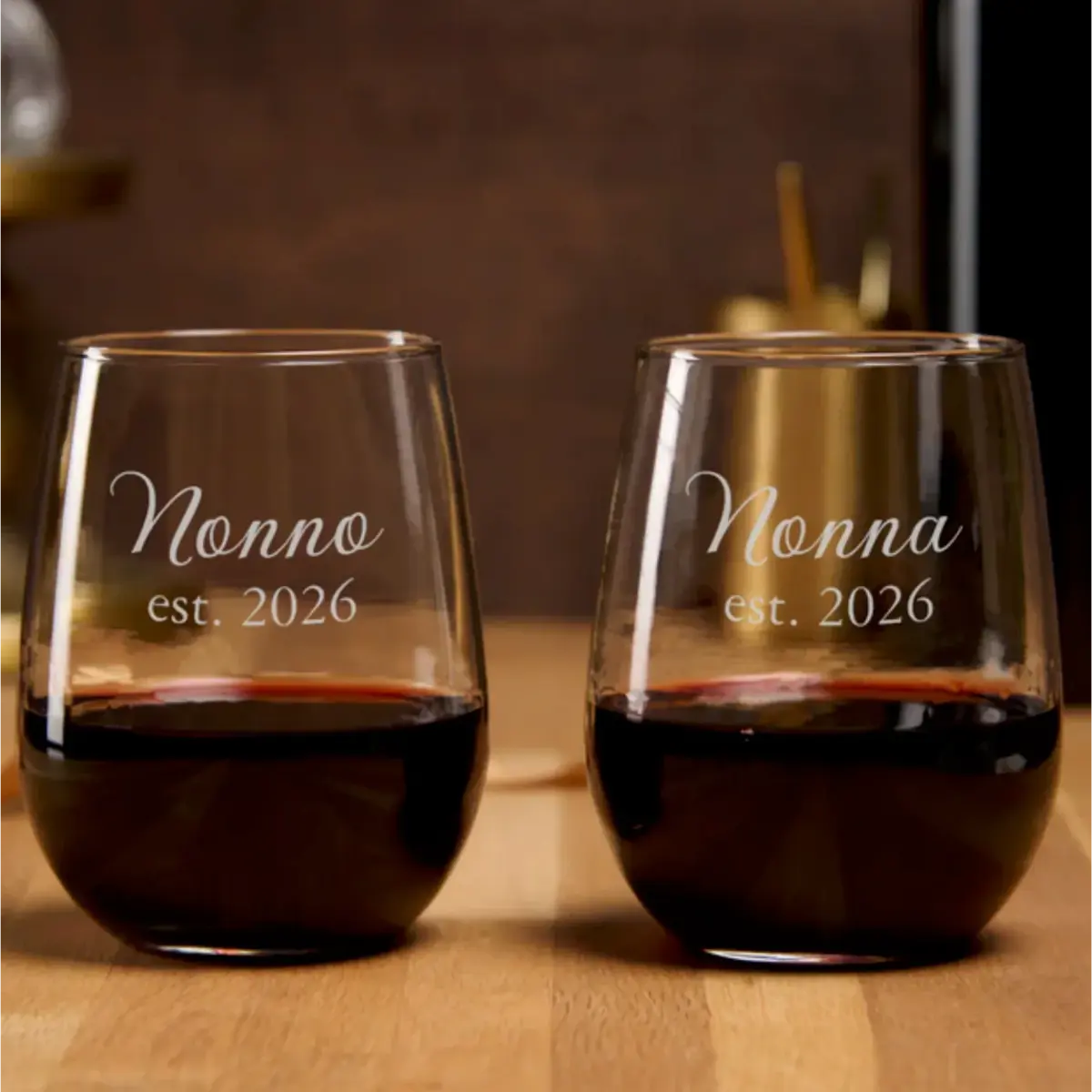 Italian anniversary gift for Nonno and Nonna; Etched glasses with est date