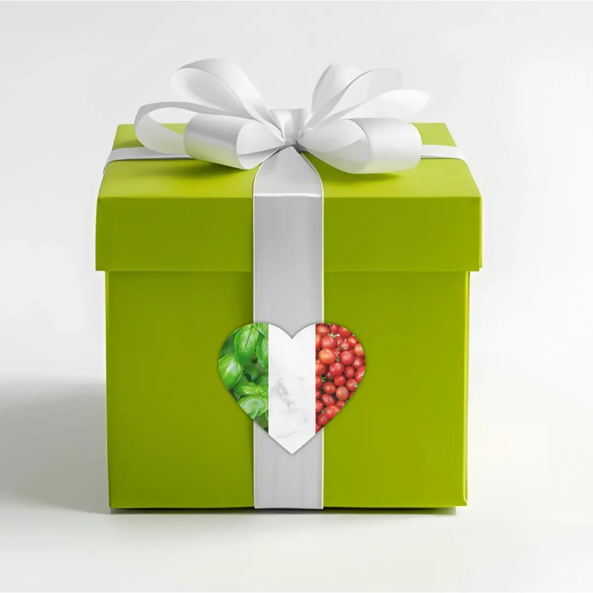 Flag of Italy Basil and Tomato Sticker for Italian favor accents or envelope seals giving a punch of Italian humor.
