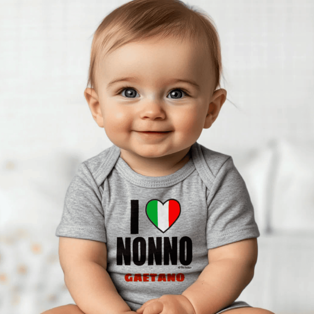 Personalized Baby bodysyuit with I Love Nonno Italian flag heart - Italian Sicilian heritage