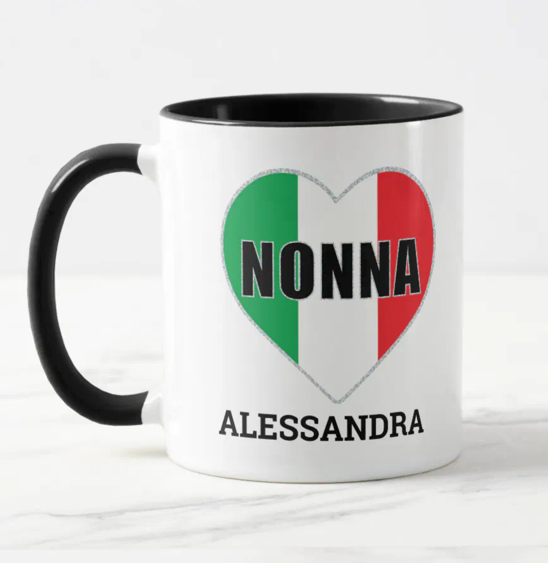 Custom Nonna Mug with Italian Flag Heart – Sicilian Family Keepsake