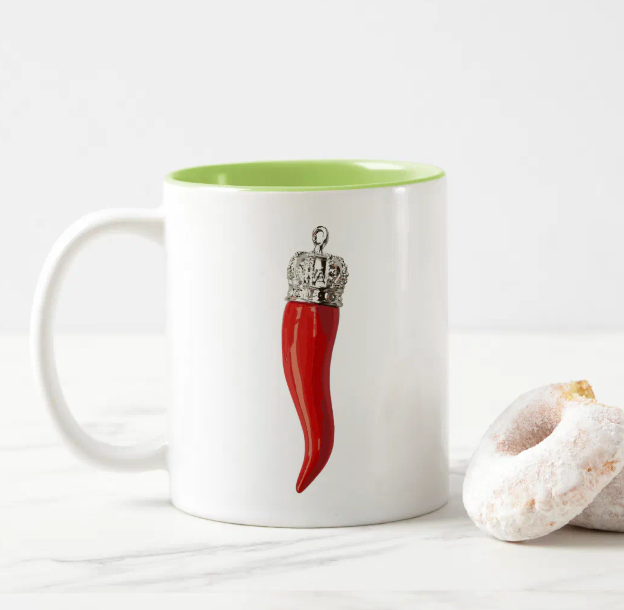 Red Horn Pendant Funny Italian Mug to ward off the evil spirits. East coast Italian Sicilian heritage humor gift for him, gift for dad, gift for brother, gift for uncle, Christmas gift, birthday gift for him.