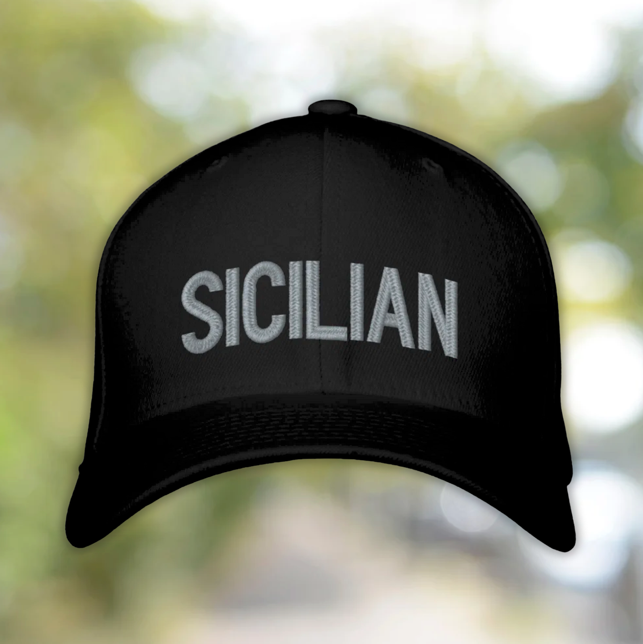 Black baseball cap with SICILIAN in grey embroidery. Sicilian heritage gift, Sicily pride hat, Sicilian baseball cap, gift for Sicilian family, Sicilian American gift, Sicily travel hat, Sicilian pride apparel.
