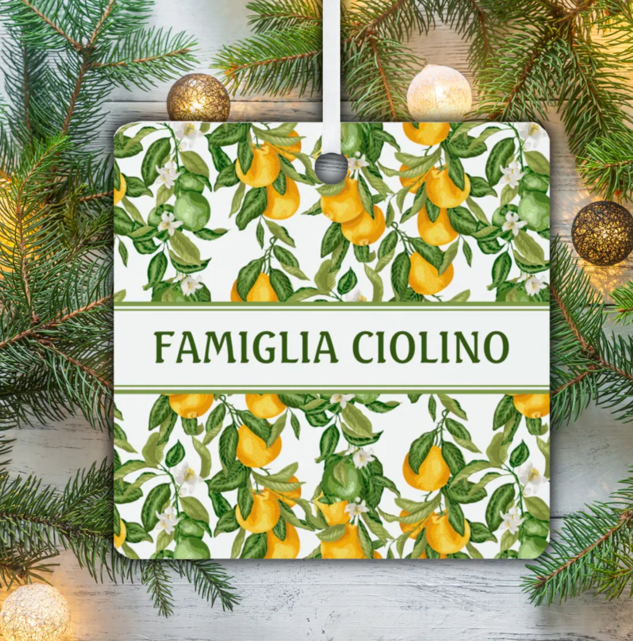 Italian Lemons Family Name Ornament