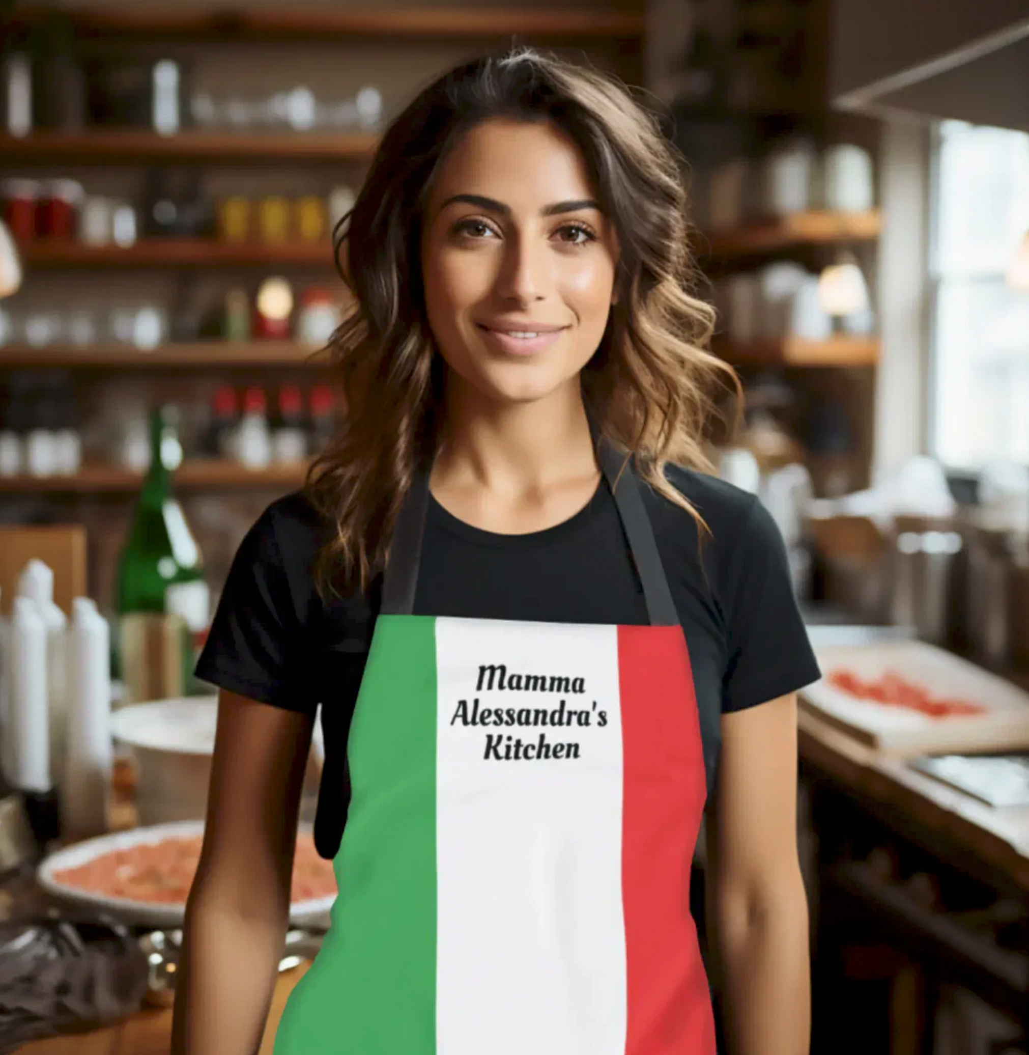 Custom wording allover Italian flag apron personalized heritage gift for her, gift for him, housewarming gift, gift for chef, kitchen decor.