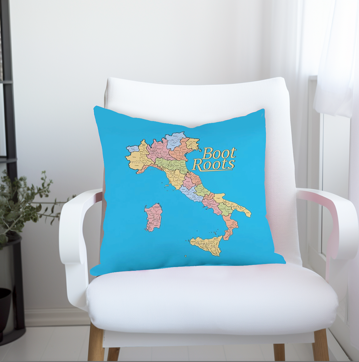 Map of Italy Blue Pillow