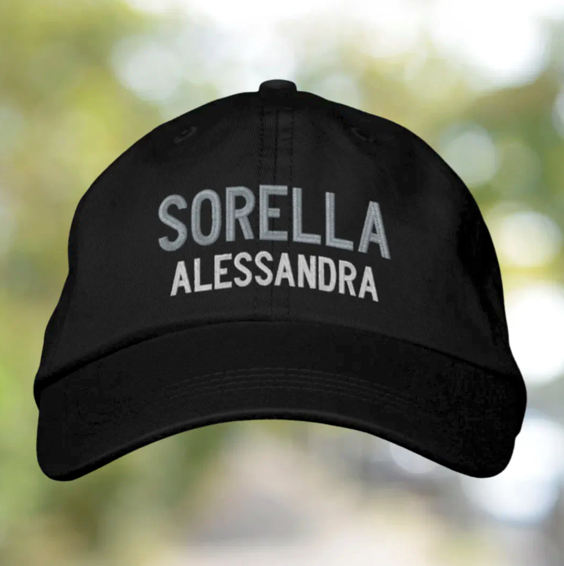 Sorella personalized Embroidered Cap Italian heritage gift for sister.