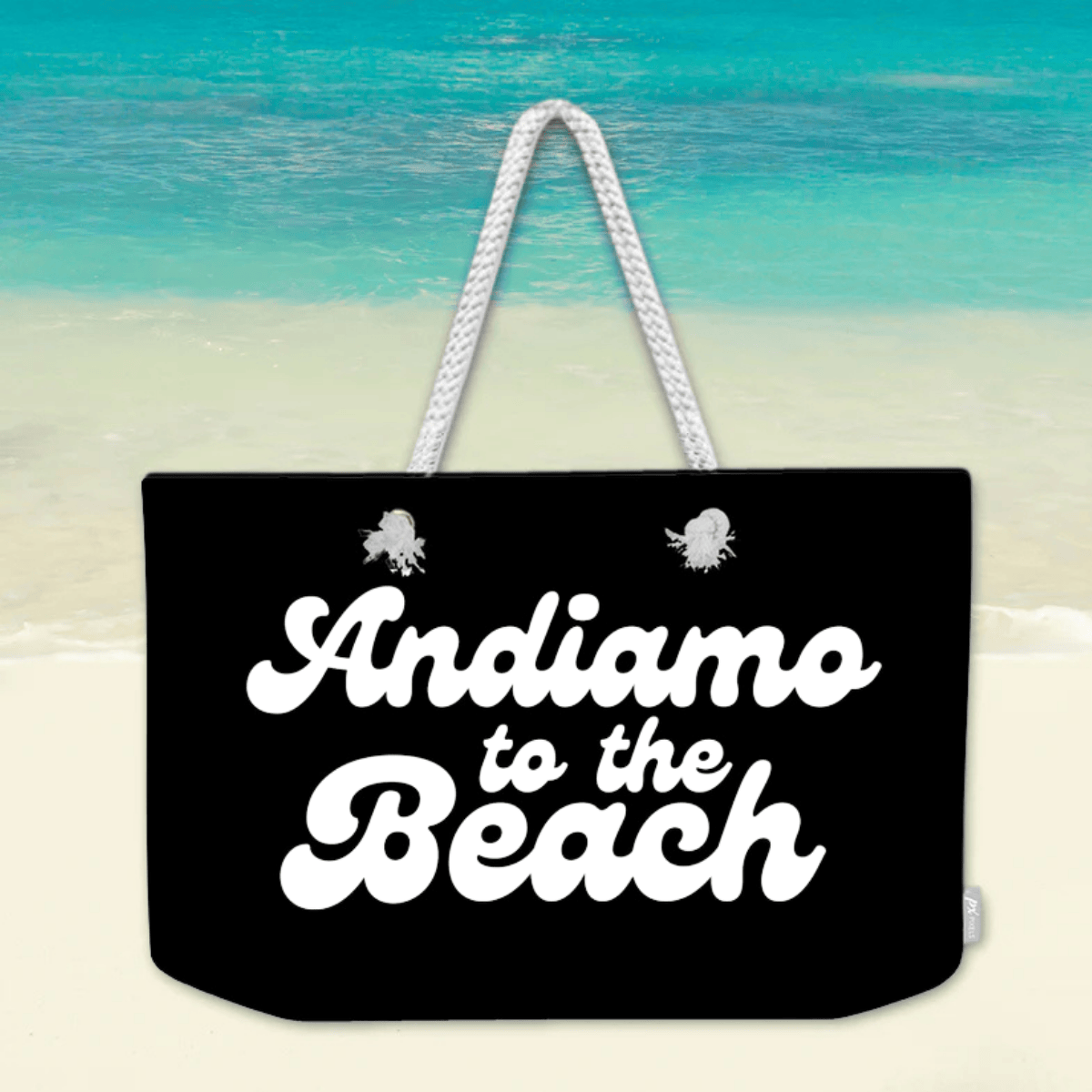 Andiamo to the Beach - Black Weekender Tote Bag - Italian heritage gift for travel lovers