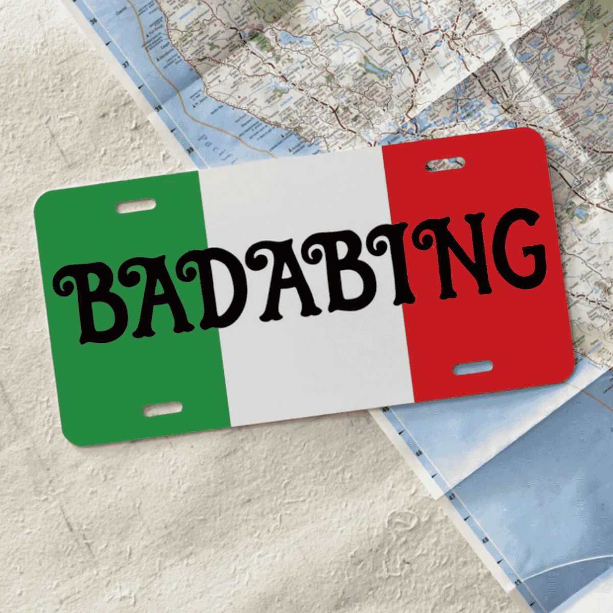 Bada Bing Italian Flag License Plate