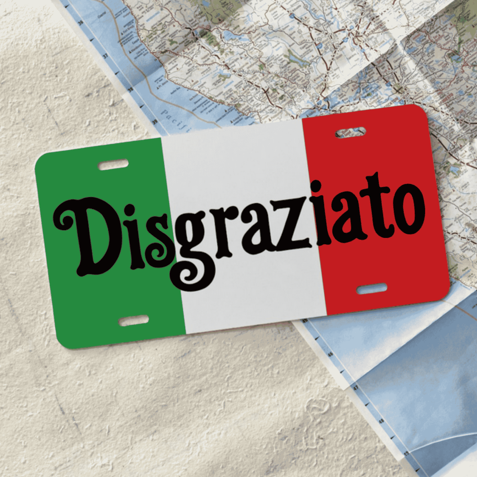 Disgraziato Italian Flag License Plate