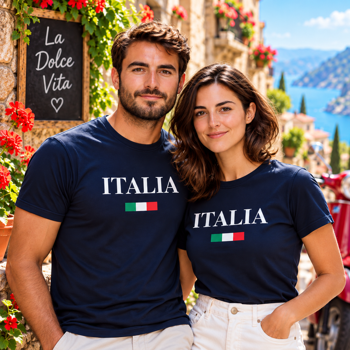 Personalized Italia T-Shirt with Custom Location and Italian Flag Design