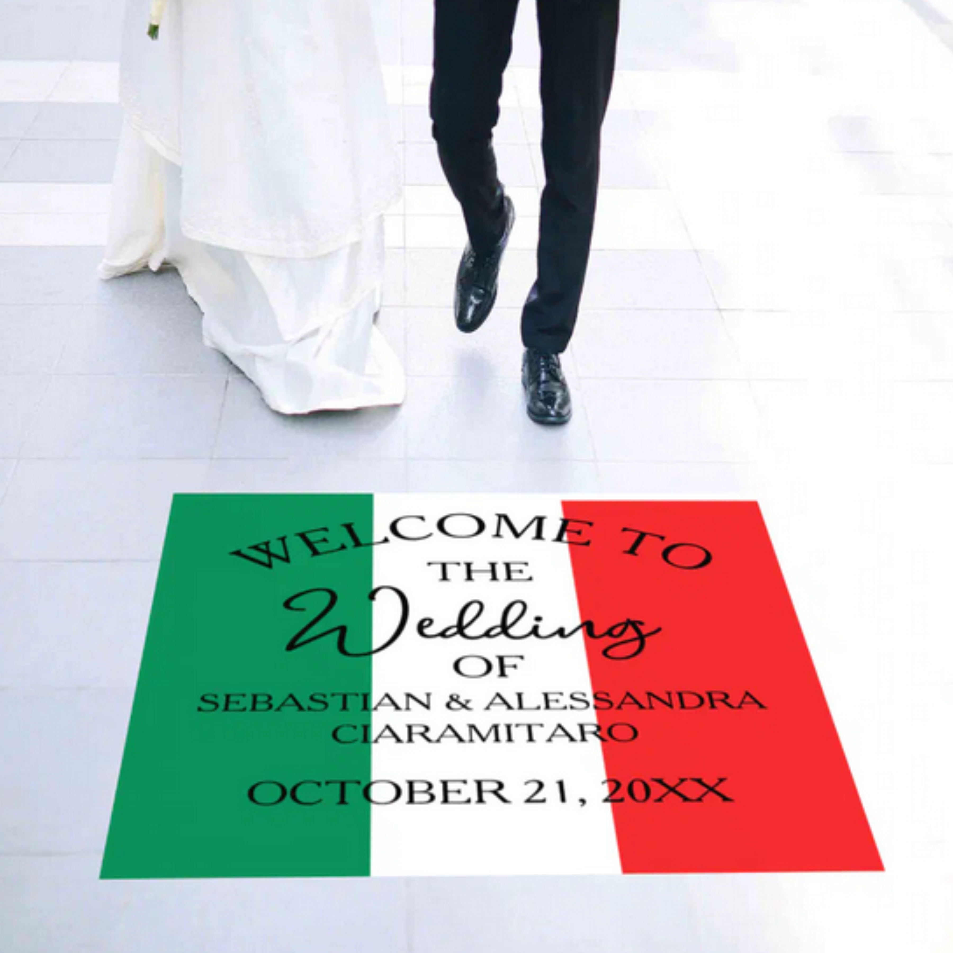 Italian Flag Floor Decal Personalized Wedding Welcome Sign