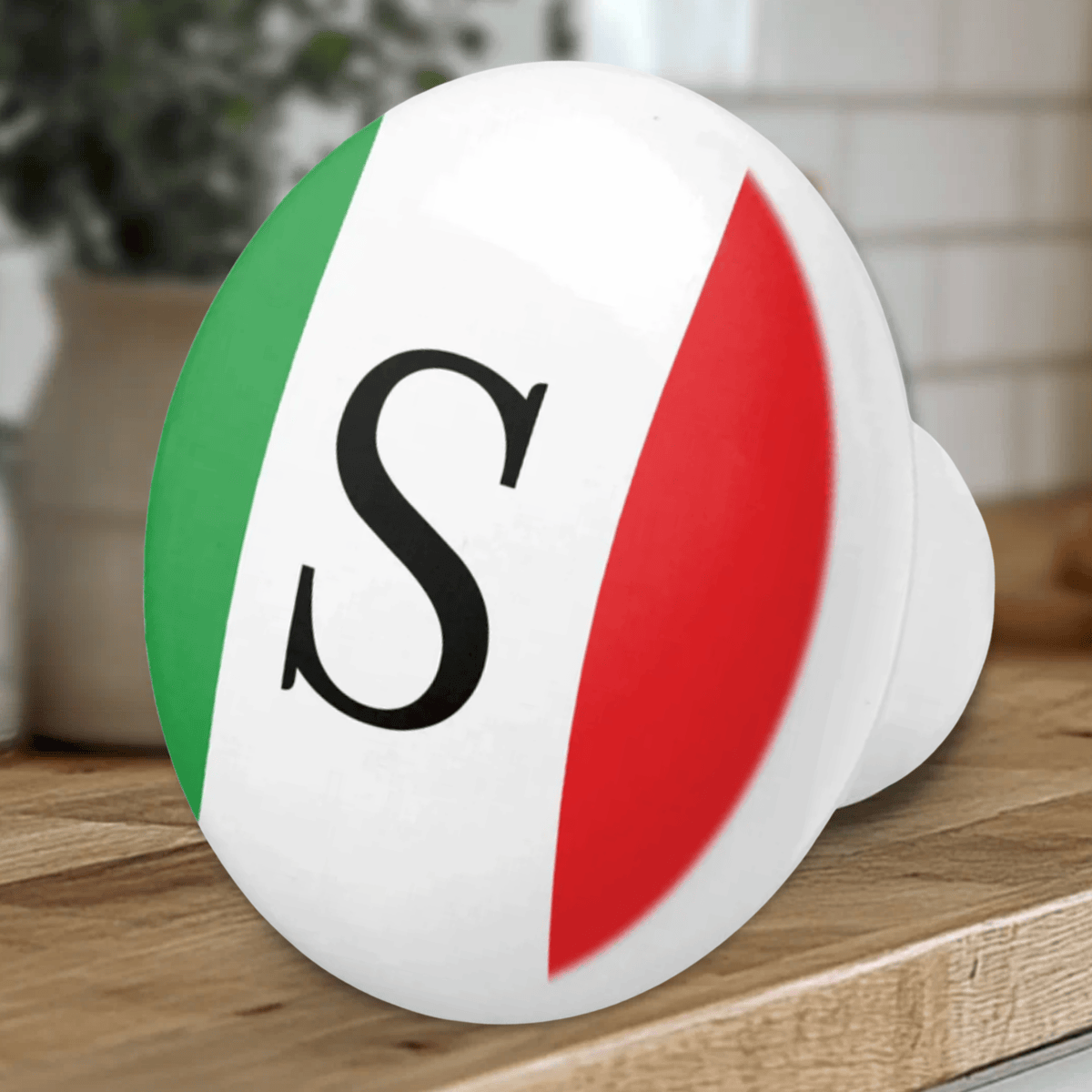Italian Flag Ceramic Monogram Knob