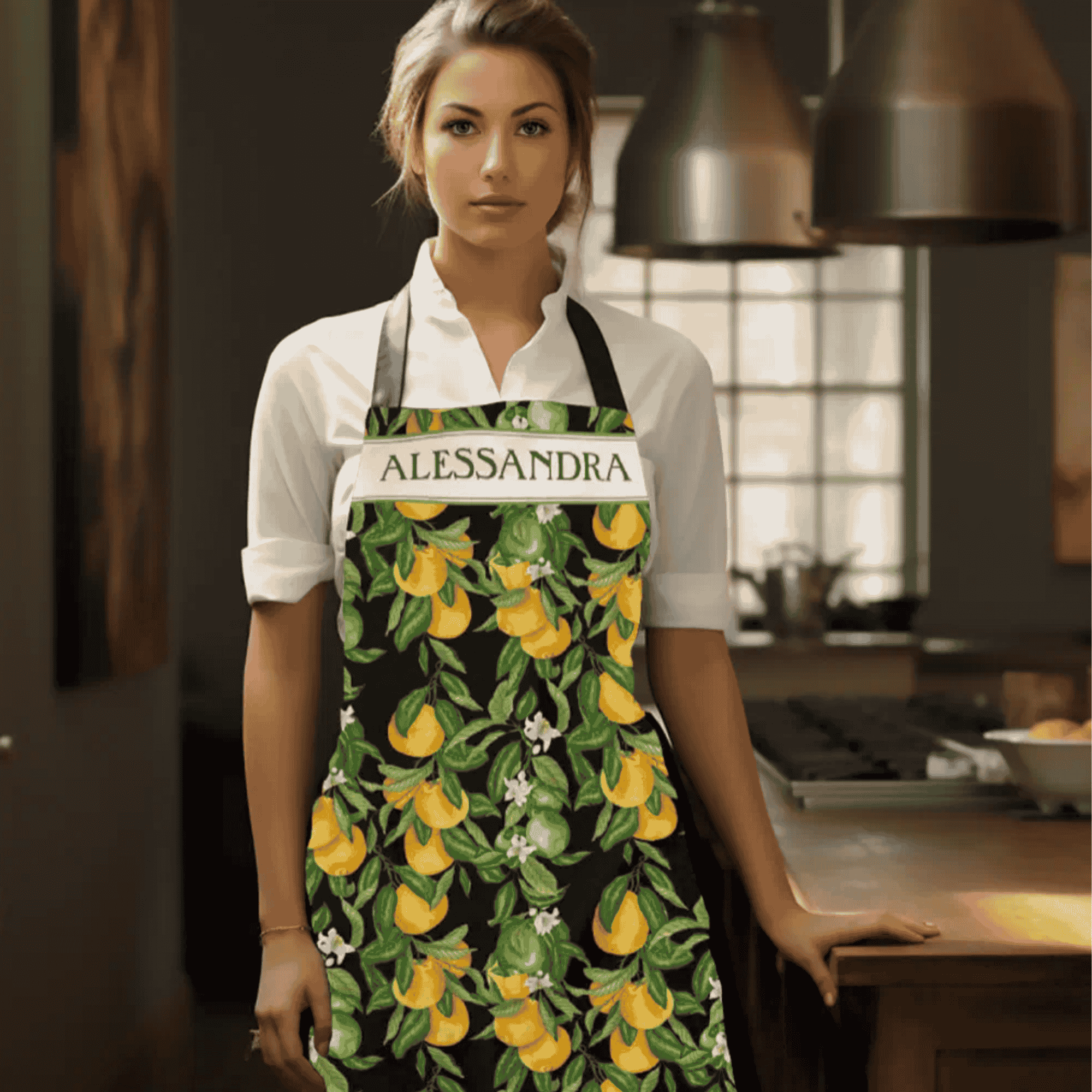 Personalized Lemons on Black Apron