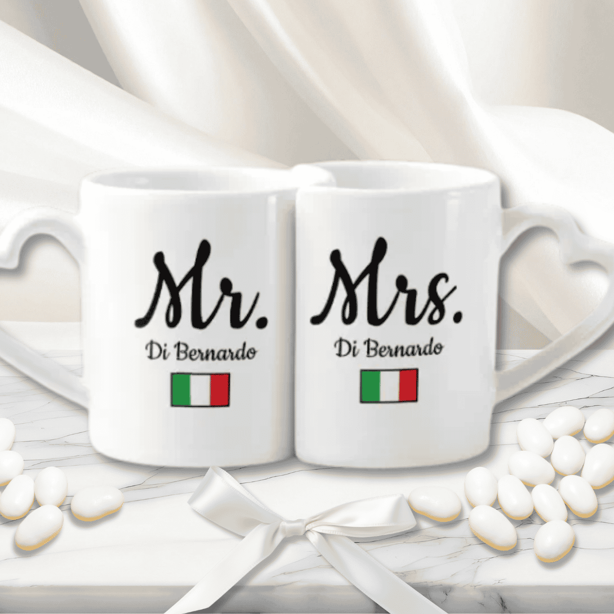 Personalized Italian Mr & Mrs Lovers Mug Set