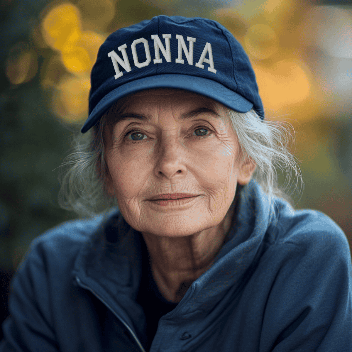 Nonna athletic arched embroidered text on navy baseball cap for Italian grandmother gift