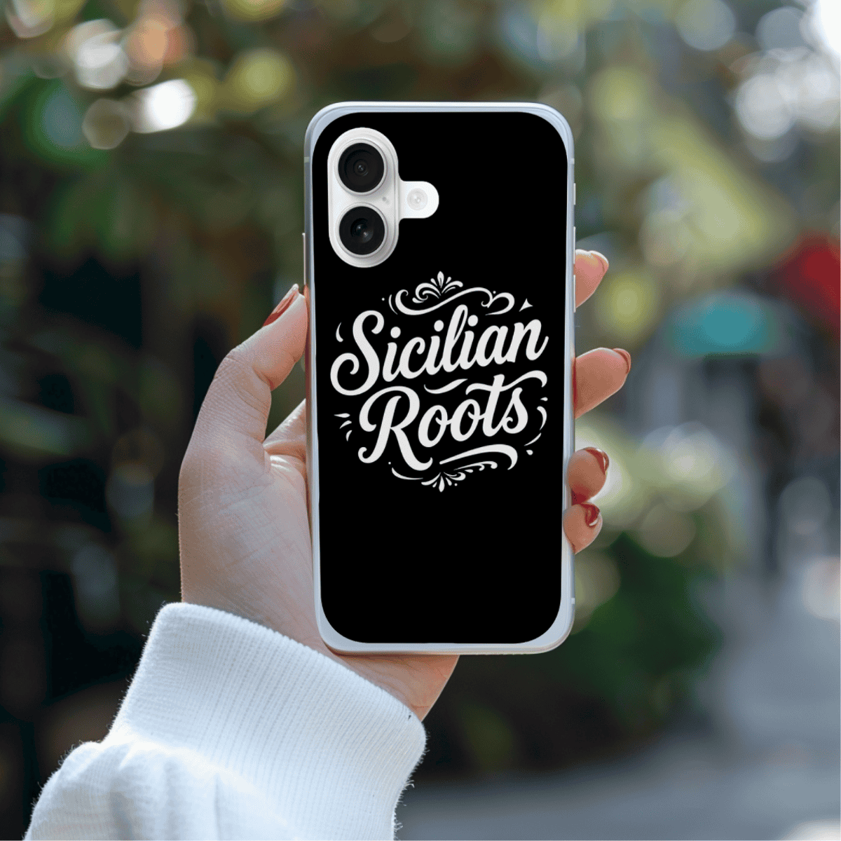 Sicilian Roots Black Phone Case  White Typography – Italian Heritage, Mediterranean Ancestry, Sicilian Pride