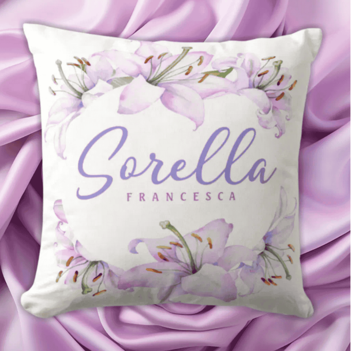 Sorella Lilies - Personalized Gift for Sister Throw Pillow