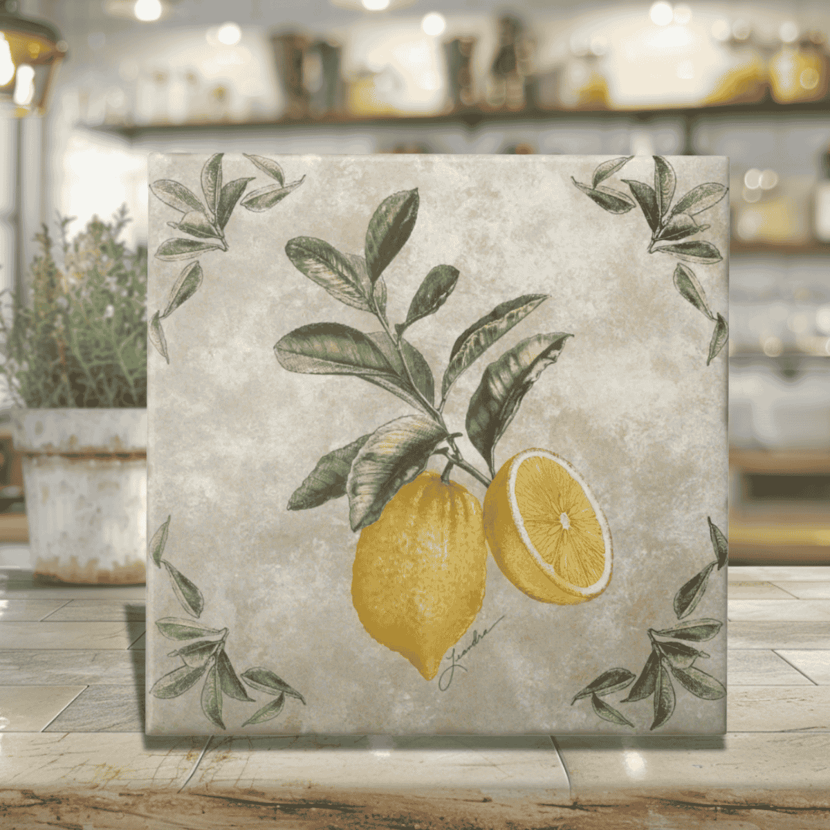 Rustic Vintage Italian Lemons Tile